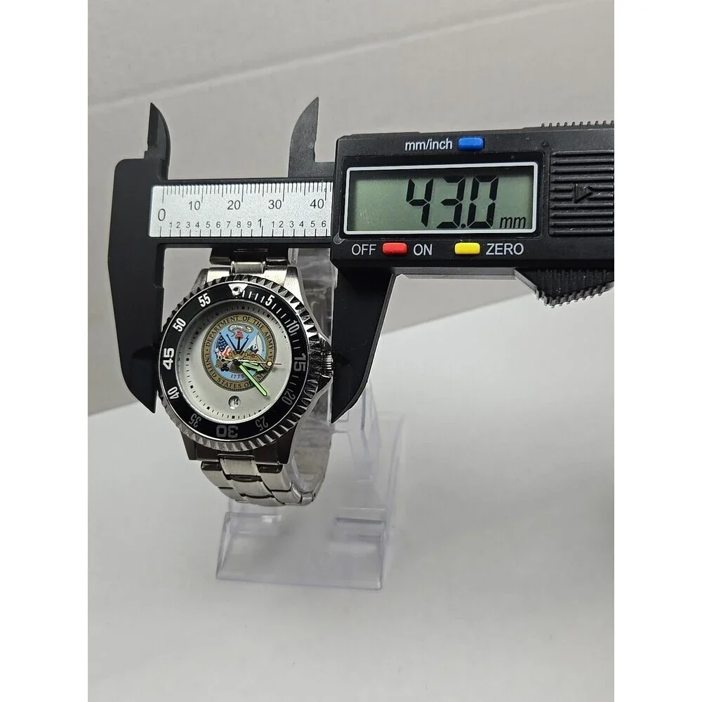 Sun Time US Army Dept Seal Competitor Steel Watch Quartz Date New Battery Mens
